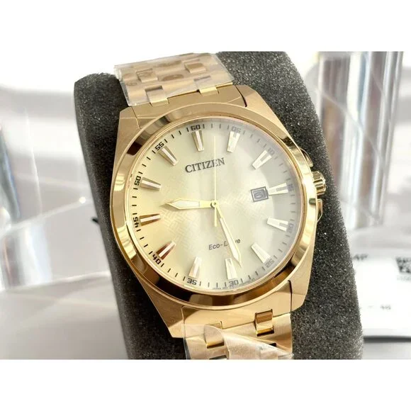 NEW Citizen Eco Drive Men's Peyten Champagne Dial Gold Band Watch BM752-54P 41mm - Picture 3 of 16